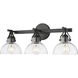 None 3 Light 23 inch Matte Black Bathroom Vanity Light Wall Light